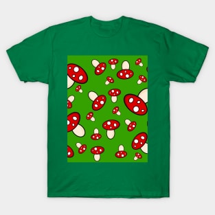 Mushroom Love - Gamer Green Pattern T-Shirt